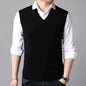 V-Neck New Middle-Aged Wool Vest Gentleman Men's Pullover Knitted Vest Business Knitted Knitwear Sleeveless Men