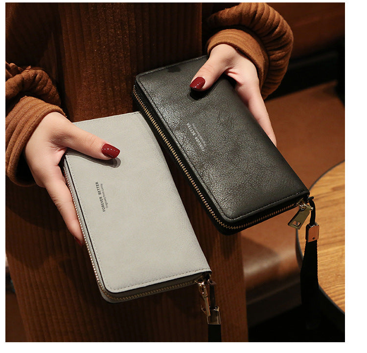 Lonny Women's Hand-Held Long Wallet Korean Style Handbag Multi-Functional Card Holder Mobile Phone Bag Coin Purse Women's Wallet