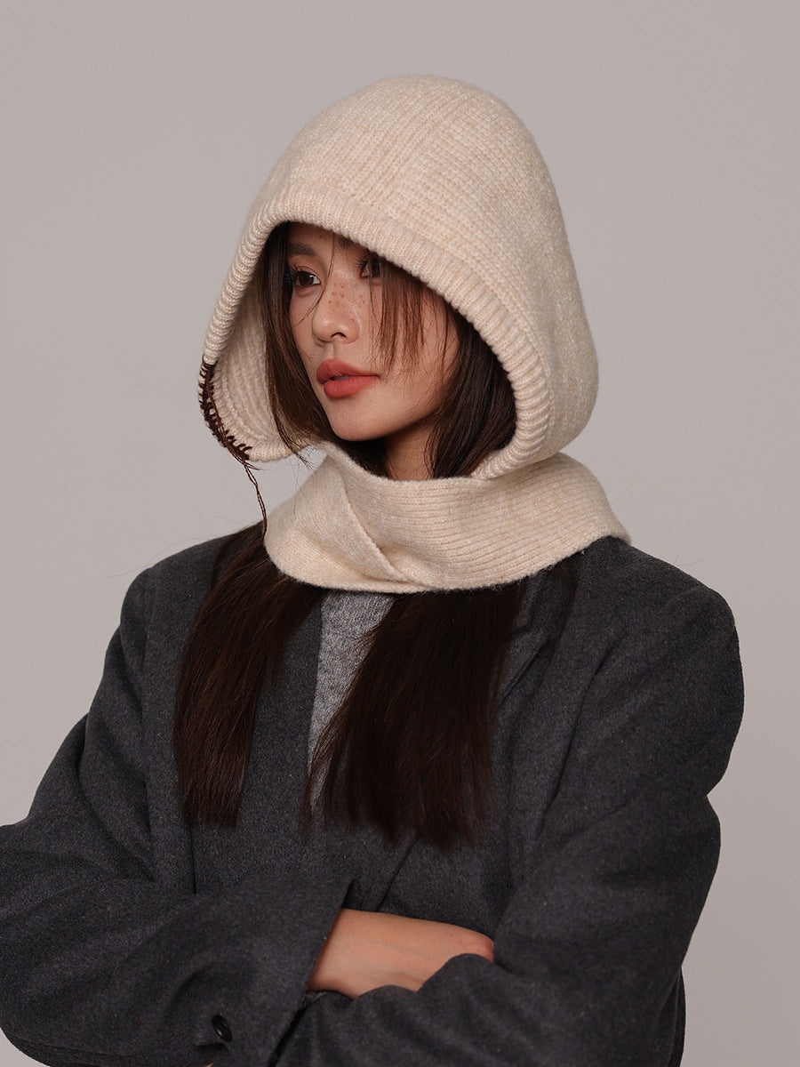 Autumn and winter new high-grade balaclava cap women's outer tie thick knitted warm earmuffs wool hat