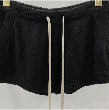 Men’s Dark Style Wool Knit Shorts – Black & Gray Casual Fashion Shorts, Comfortable Stylish Everyday Wear