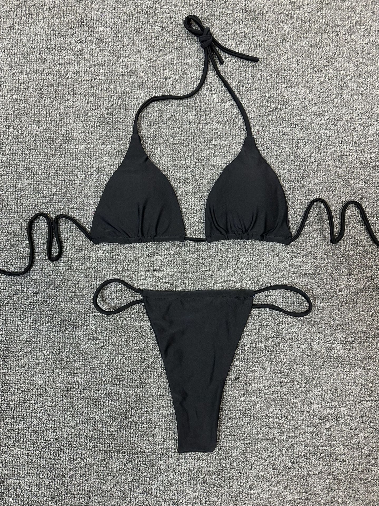 Women’s Solid Color Bikini Set – European & American Style Two-Piece Swimsuit with Stylish Split Design