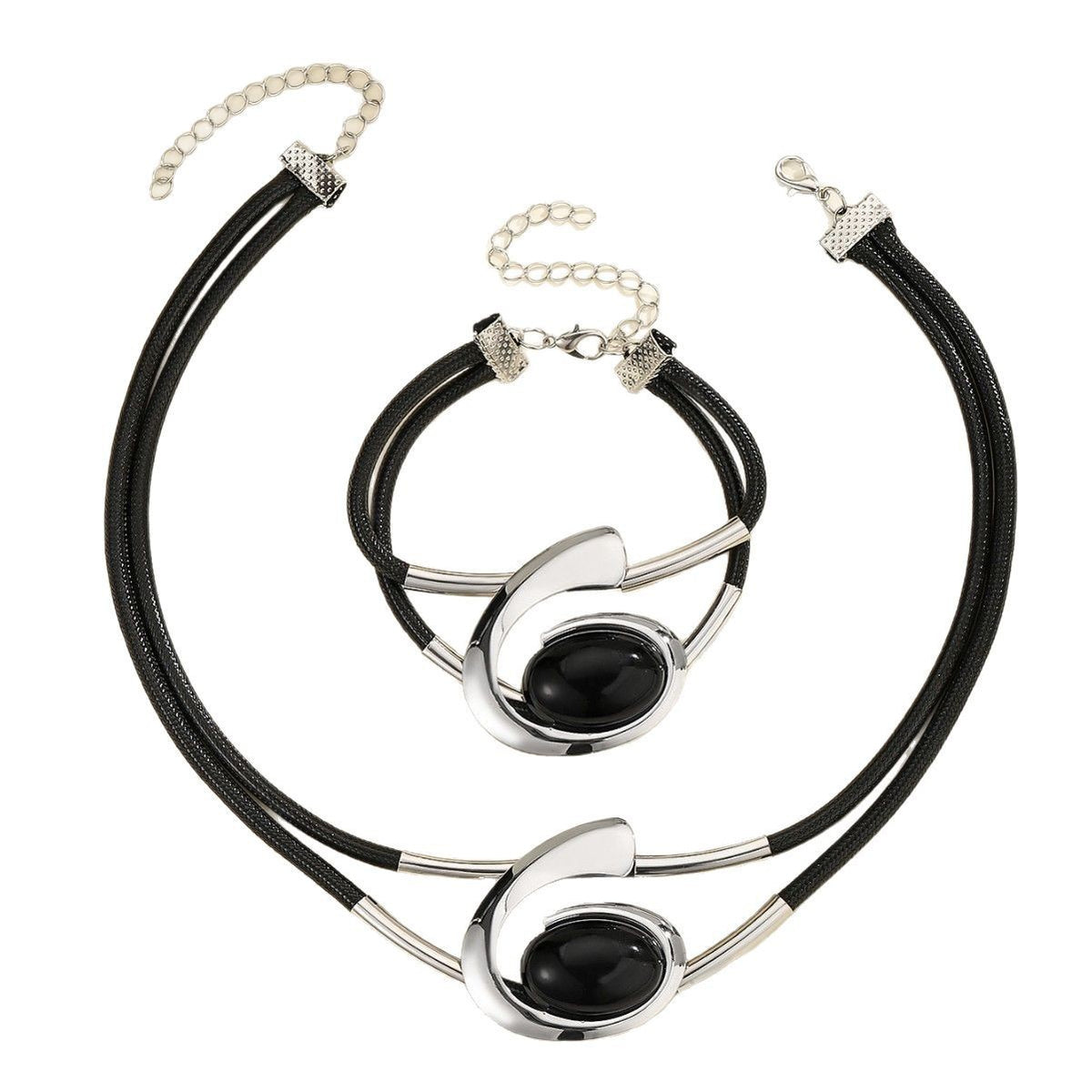 Bohemian Style Necklace Bracelet Set Black Acrylic Snail Set Combination Ladies Necklace Bracelet