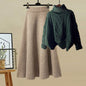 Autumn and Winter Women's Suit 2025 New Design High-Neck Knitted Sweater and Slimming Skirt Two-Piece Set