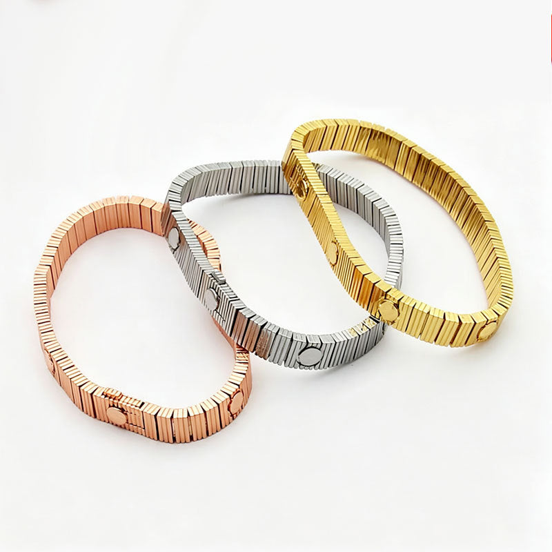 New Style Striped Screw Bracelet, Stainless Steel Plated with 18K Gold, Waterproof, Non-Fading, Titanium Steel High-End Luxury Bracelet