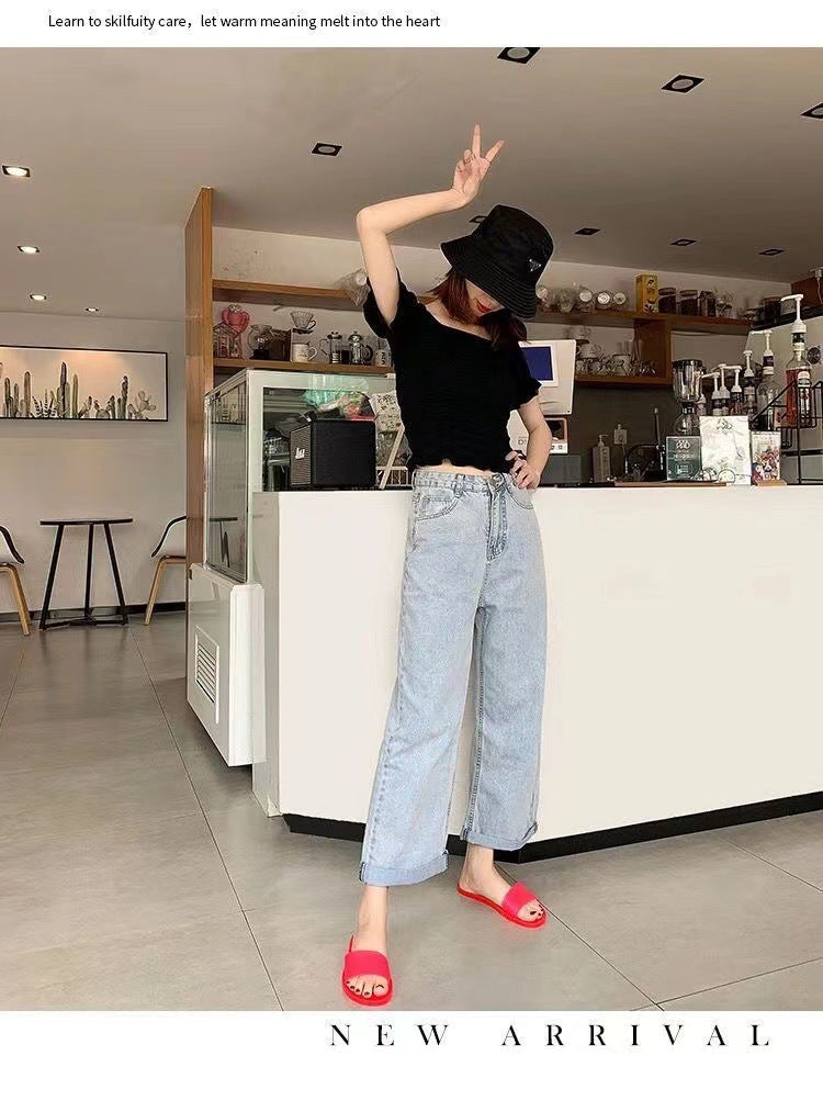 Summer New Crystal Slippers for Women, Large Size, Fashionable Jelly Outer Wear, Casual Home Couple, Deodorant Flip Flops, Cross-Border