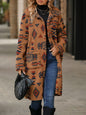 Flash velvet 2023 cross-border autumn and winter new European and American women's single-breasted ethnic style printed plush long coat coat