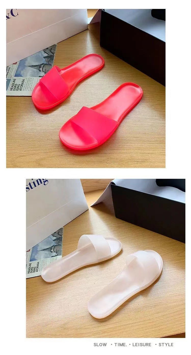 Summer New Crystal Slippers for Women, Large Size, Fashionable Jelly Outer Wear, Casual Home Couple, Deodorant Flip Flops, Cross-Border