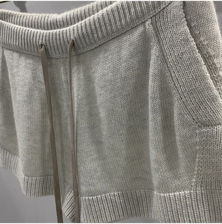 Men’s Dark Style Wool Knit Shorts – Black & Gray Casual Fashion Shorts, Comfortable Stylish Everyday Wear