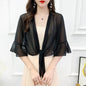 Sunscreen Cardigan Women's Spring and Summer Shawl Outer Blouse Thin Jacket with Sling Skirt Chiffon Small Waistcoat