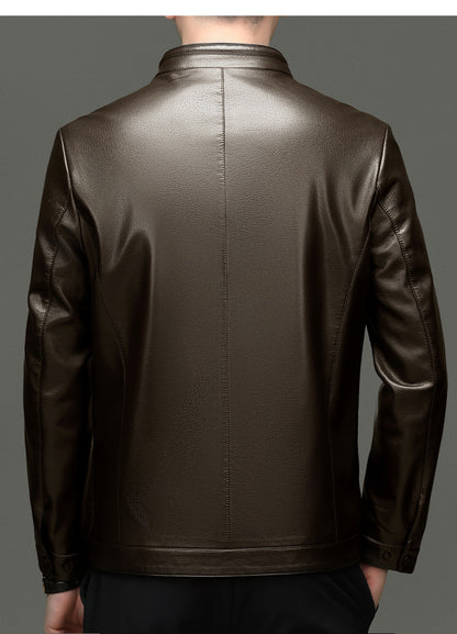 Innoobani | Popular Men's Stand Collar Ecological Leather Jacket High Quality Leather Jacket Men's Jacket | Thin and Thick Optional 2336