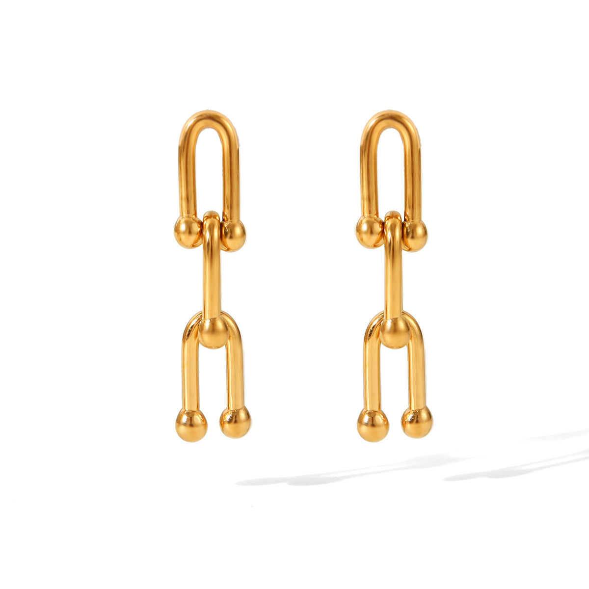 European and American Ins Style Internet Celebrity Jewelry U-Shaped Horseshoe Buckle Stainless Steel Necklace Women's Non-Fading Titanium Steel Bracelet Lock Earrings