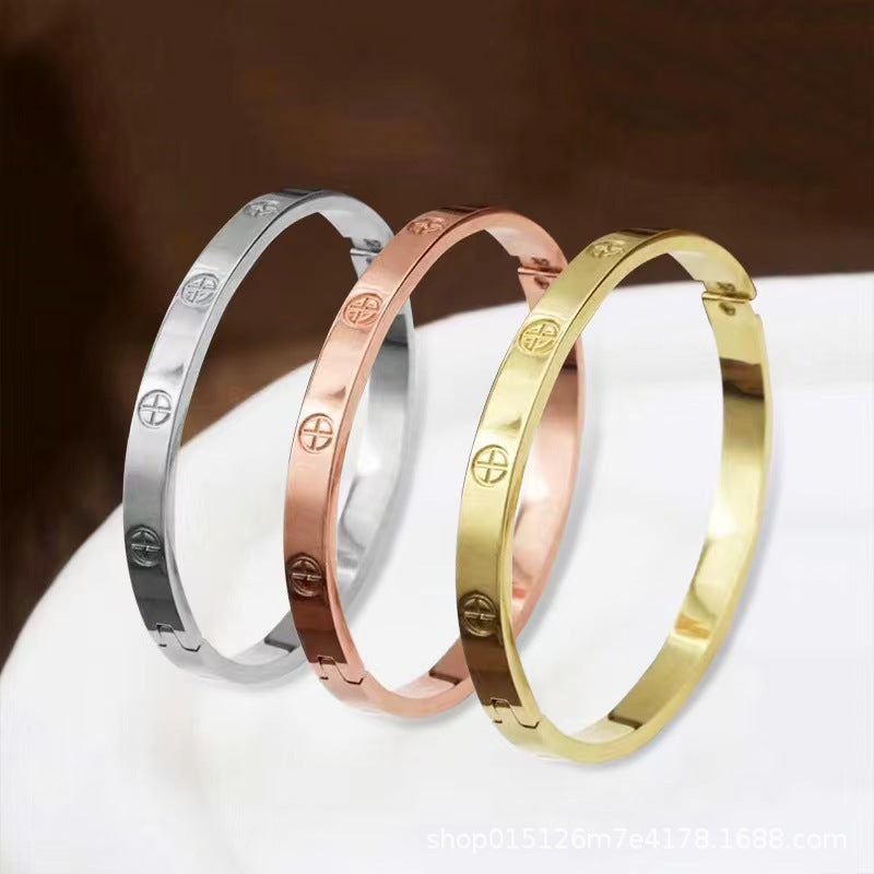 European and American cross-border stainless steel cross nail bracelet fashion all-match titanium steel bracelet men and women fashion bracelet wholesale