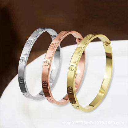 European and American cross-border stainless steel cross nail bracelet fashion all-match titanium steel bracelet men and women fashion bracelet wholesale
