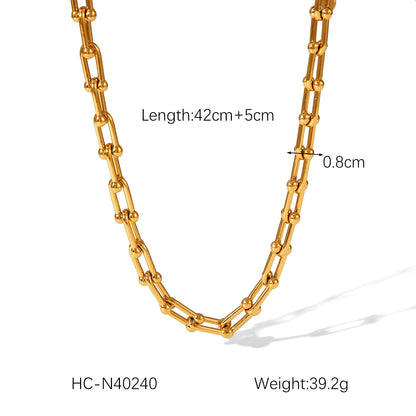 European and American Ins Style Internet Celebrity Jewelry U-Shaped Horseshoe Buckle Stainless Steel Necklace Women's Non-Fading Titanium Steel Bracelet Lock Earrings