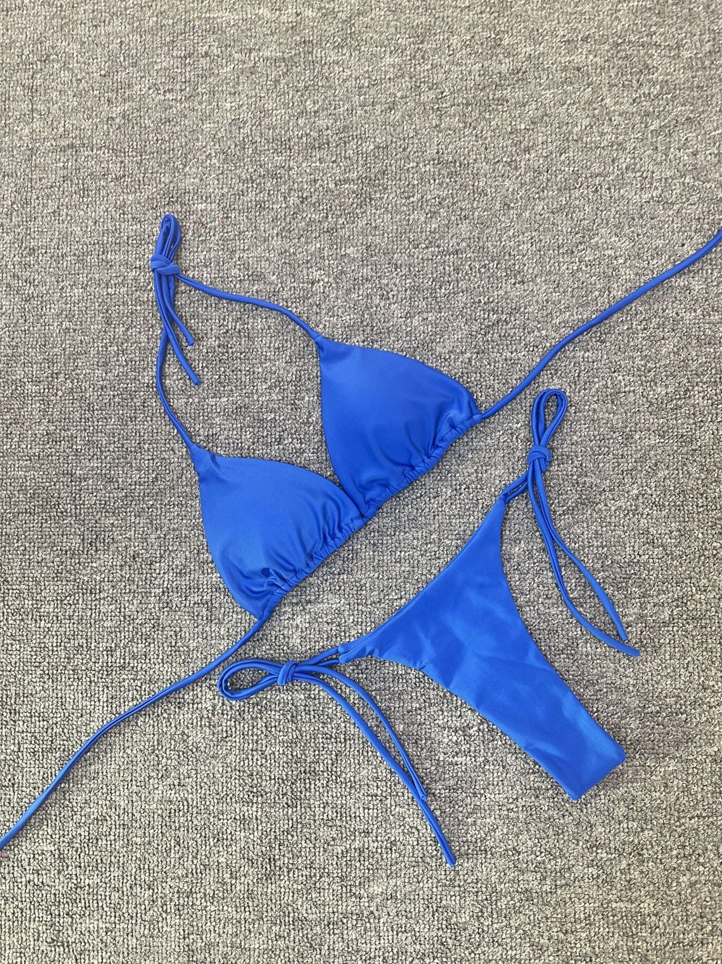 Manufacturers for Europe and the United States swimsuit strap high waist bikini solid color three-point sexy swimwear spot cross-border