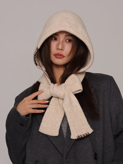 Autumn and winter new high-grade balaclava cap women's outer tie thick knitted warm earmuffs wool hat