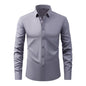 Cross-Border Lightweight Stretchy Plus-Size Men's Shirts, Wrinkle-Resistant Long-Sleeve Shirts, Amazon Cardigan Long-Sleeve Shirts for Men