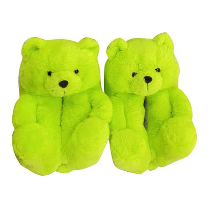 Cartoon Warm Teddy Bear Slippers Cute Little Bear Cotton Shoes Oversized Bear Indoor Home Shoes Winter Plush Wool Warm