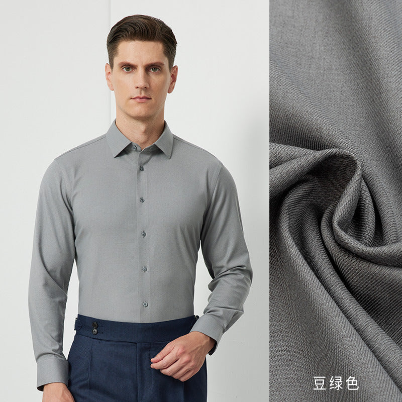Men's Long-Sleeved Shirt Made of Sheep Wool, Machine Washable, Autumn and Winter 2025, Modal Thickened, Business High-End Casual Shirt