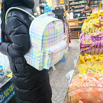 Cross-border Backpack Nylon Waterproof Rainbow Plaid Backpack Advanced Sense Niche Design Large Capacity Portable Backpack