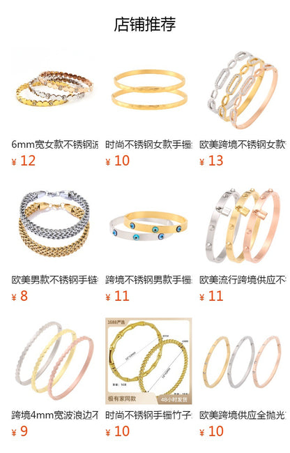 Cross-border stainless steel men's bracelet with red and green tape ring steel gold and black three color jewelry in stock wholesale