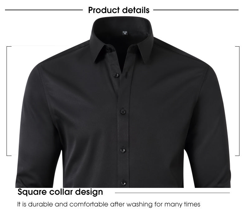 Cross-Border Four-Way Stretch Shirt Men's Shirt Wrinkle-Free and Anti-Wrinkle Amazon Export Thin Cardigan Long-Sleeved Shirt for Men