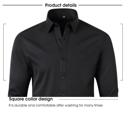 Cross-Border Four-Way Stretch Shirt Men's Shirt Wrinkle-Free and Anti-Wrinkle Amazon Export Thin Cardigan Long-Sleeved Shirt for Men