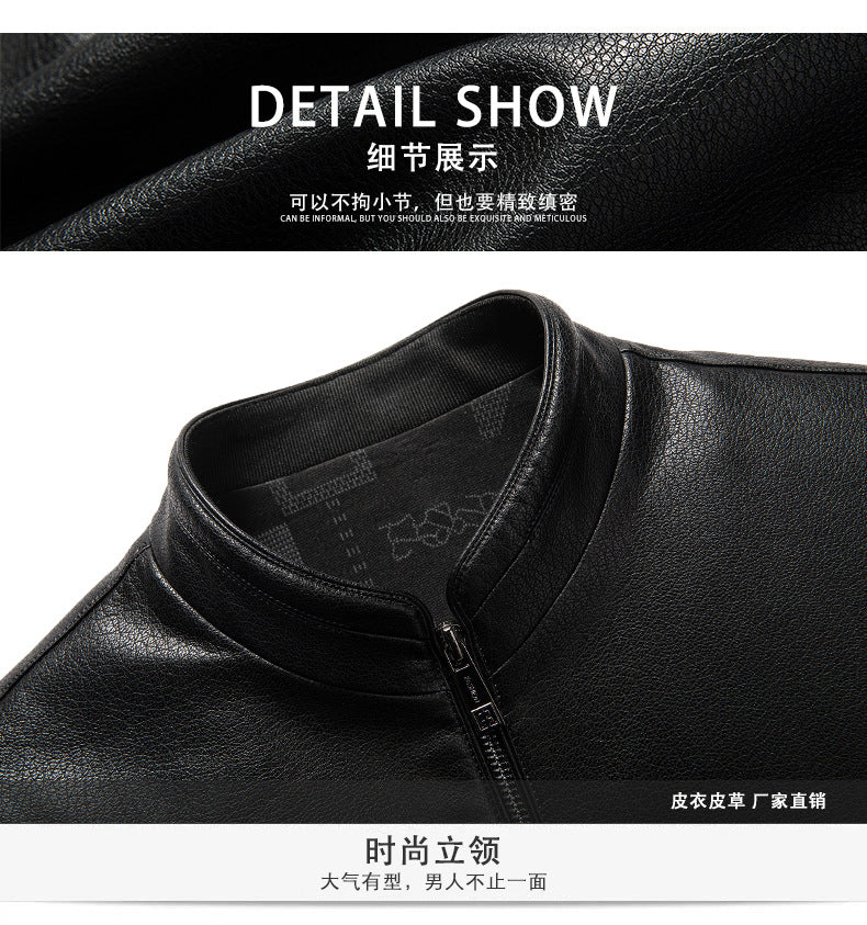 Innoobani | Popular Men's Stand Collar Ecological Leather Jacket High Quality Leather Jacket Men's Jacket | Thin and Thick Optional 2336