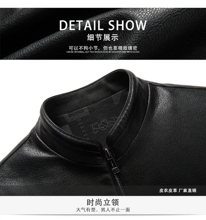 Innoobani | Popular Men's Stand Collar Ecological Leather Jacket High Quality Leather Jacket Men's Jacket | Thin and Thick Optional 2336