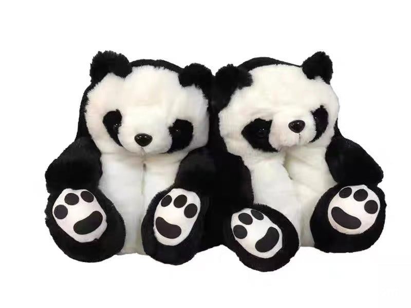 Cartoon Warm Teddy Bear Slippers Cute Little Bear Cotton Shoes Oversized Bear Indoor Home Shoes Winter Plush Wool Warm