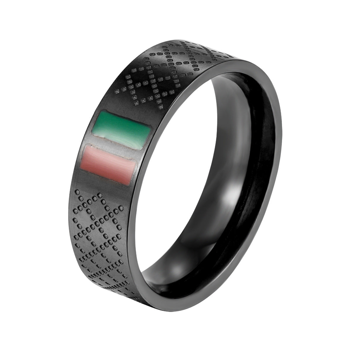 Cross-border stainless steel men's bracelet with red and green tape ring steel gold and black three color jewelry in stock wholesale