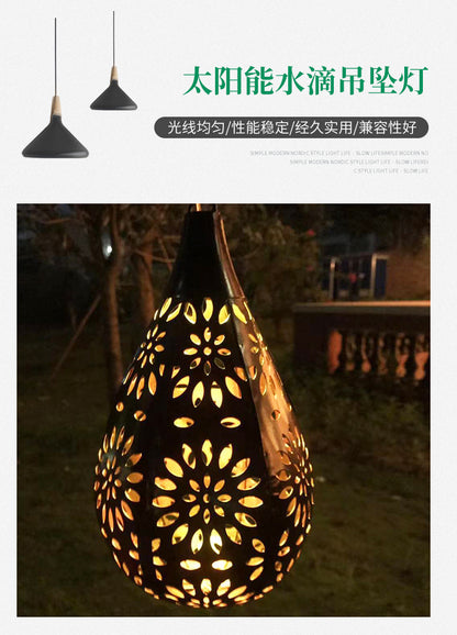 Cross-Border Iron Solar Light Pendant Drop-Shaped Garden Light Outdoor Light Garden Decorative Light Led Manufacturer Supply
