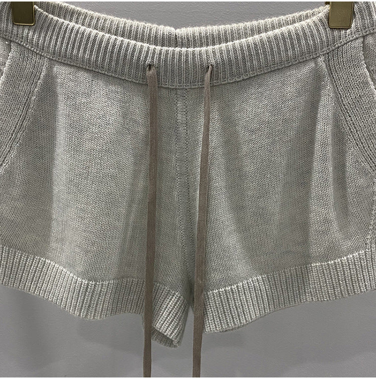 Men’s Dark Style Wool Knit Shorts – Black & Gray Casual Fashion Shorts, Comfortable Stylish Everyday Wear