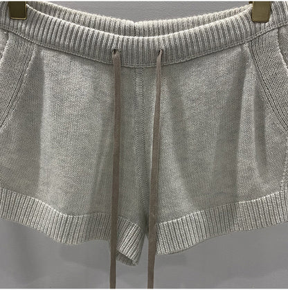 Men’s Dark Style Wool Knit Shorts – Black & Gray Casual Fashion Shorts, Comfortable Stylish Everyday Wear