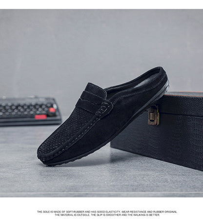 Men's Beanie Shoes, Half-Cup Breathable Toe-Toe Slip-Ons, Slip-On Half-Slippers, Men's Heelless Loafers for Men