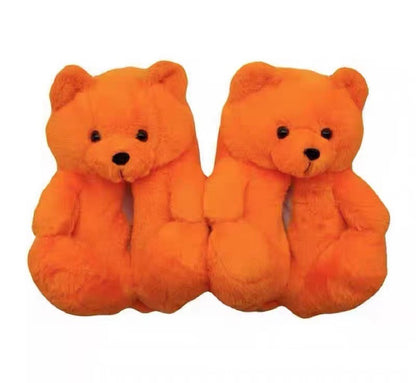 Cartoon Warm Teddy Bear Slippers Cute Little Bear Cotton Shoes Oversized Bear Indoor Home Shoes Winter Plush Wool Warm