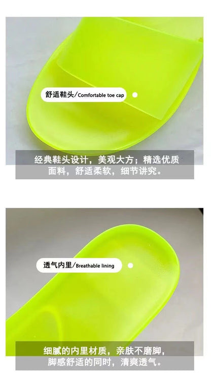 Summer New Crystal Slippers for Women, Large Size, Fashionable Jelly Outer Wear, Casual Home Couple, Deodorant Flip Flops, Cross-Border