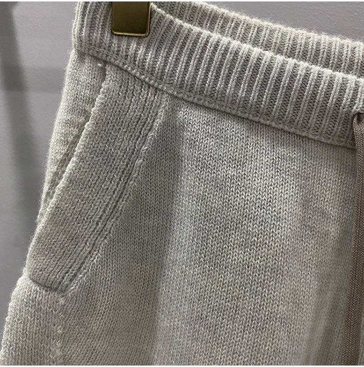 Men’s Dark Style Wool Knit Shorts – Black & Gray Casual Fashion Shorts, Comfortable Stylish Everyday Wear