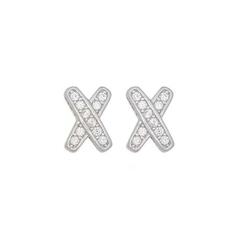 Amazon Minimalist Cool Style Zircon X-shaped Earrings for Women Simple Small Letter All-match Student Earrings e7501