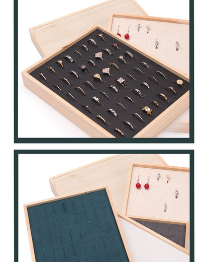 Simple solid wood small size hundred ring plate ring pair ring diamond ring silver ring ear studs storage display tray 48-bit plate