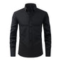 Cross-Border Four-Way Stretch Shirt Men's Shirt Wrinkle-Free and Anti-Wrinkle Amazon Export Thin Cardigan Long-Sleeved Shirt for Men