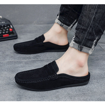 Men's Beanie Shoes, Half-Cup Breathable Toe-Toe Slip-Ons, Slip-On Half-Slippers, Men's Heelless Loafers for Men