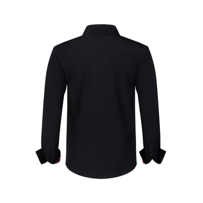 Cross-Border Four-Way Stretch Men's Shirt Polka Dot Color Matching Design Double-Breasted Shirt Men's Amazon Hot Style