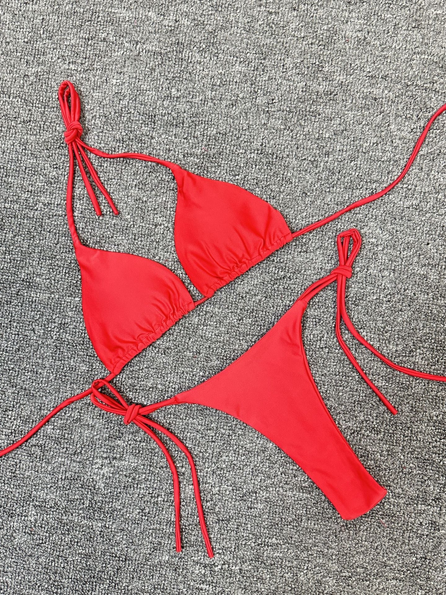 Manufacturers for Europe and the United States swimsuit strap high waist bikini solid color three-point sexy swimwear spot cross-border