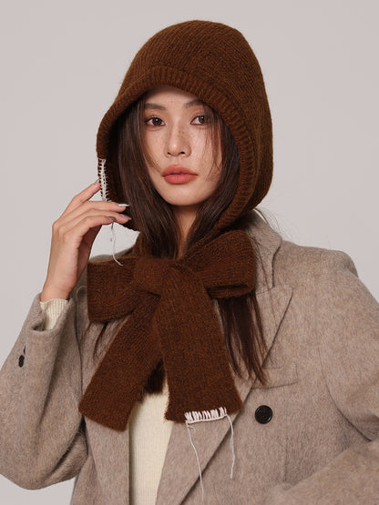 Autumn and winter new high-grade balaclava cap women's outer tie thick knitted warm earmuffs wool hat