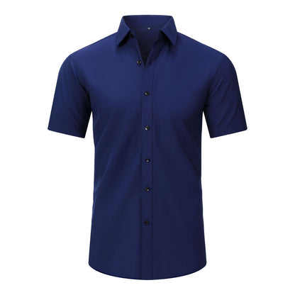 Cross-Border Four-Way Stretch Shirt Men's Shirt Wrinkle-Free and Anti-Wrinkle Amazon Export Thin Cardigan Long-Sleeved Shirt for Men