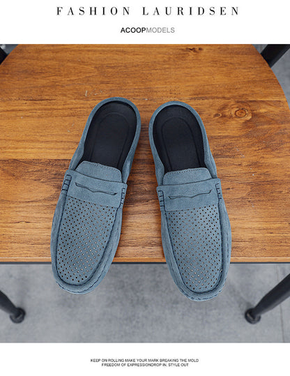 Men's Beanie Shoes, Half-Cup Breathable Toe-Toe Slip-Ons, Slip-On Half-Slippers, Men's Heelless Loafers for Men
