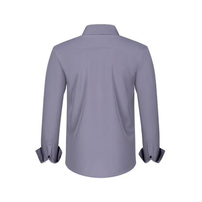 Cross-Border Four-Way Stretch Men's Shirt Polka Dot Color Matching Design Double-Breasted Shirt Men's Amazon Hot Style
