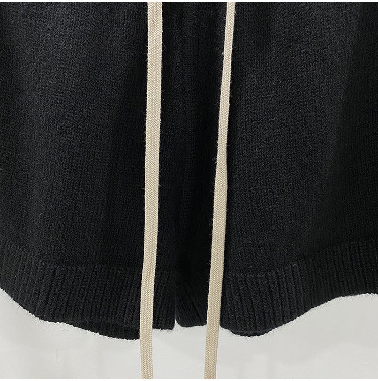 Men’s Dark Style Wool Knit Shorts – Black & Gray Casual Fashion Shorts, Comfortable Stylish Everyday Wear