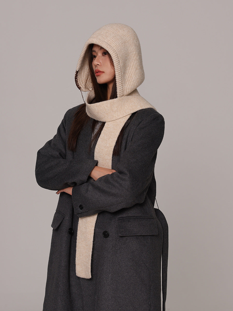Autumn and winter new high-grade balaclava cap women's outer tie thick knitted warm earmuffs wool hat